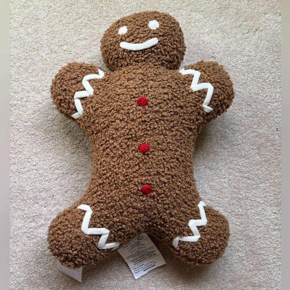 Pottery Barn Mr. Spice Gingerbread Shaped Pillow NWT